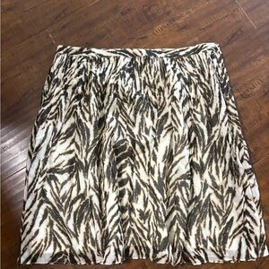 Talbots Cotton Lined Animal Print Pleated Skirt Size Women’s Petite16W